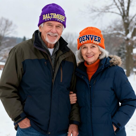 Women's Purple & Gold Soft Knit Winter Hat For Cold Weather Beanie Toque Hat - Picture 6 of 6